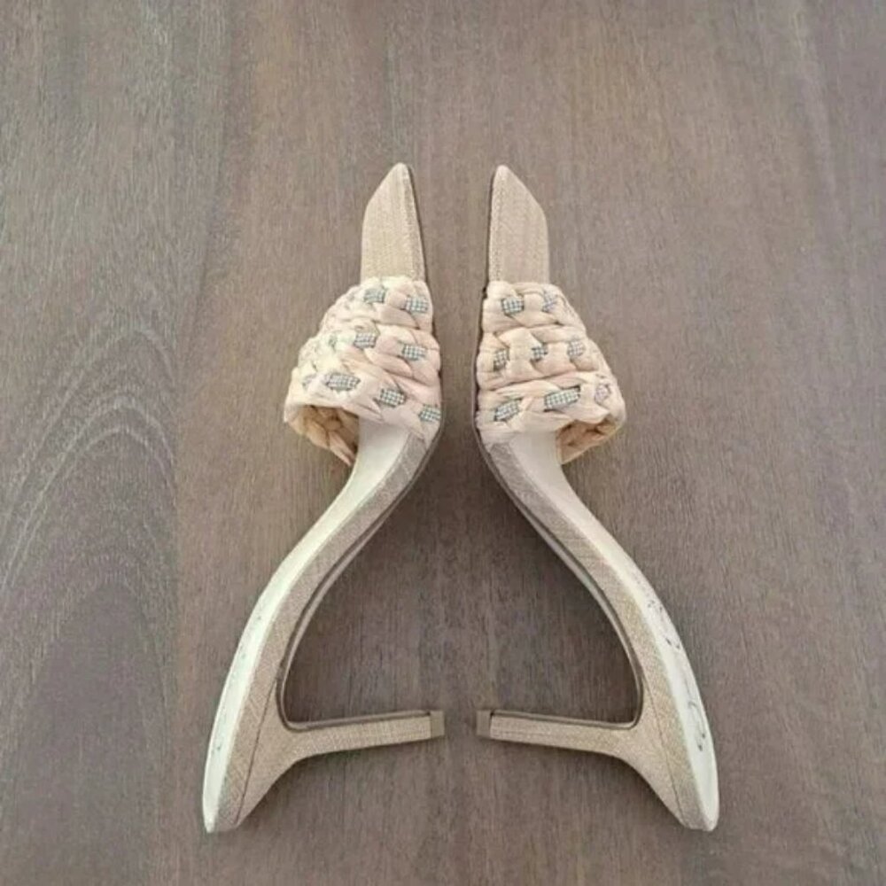 Jessica Simpson Kasova Braided Heeled Sandals - Color: Natural - Size: 9 - Picture 6 of 10